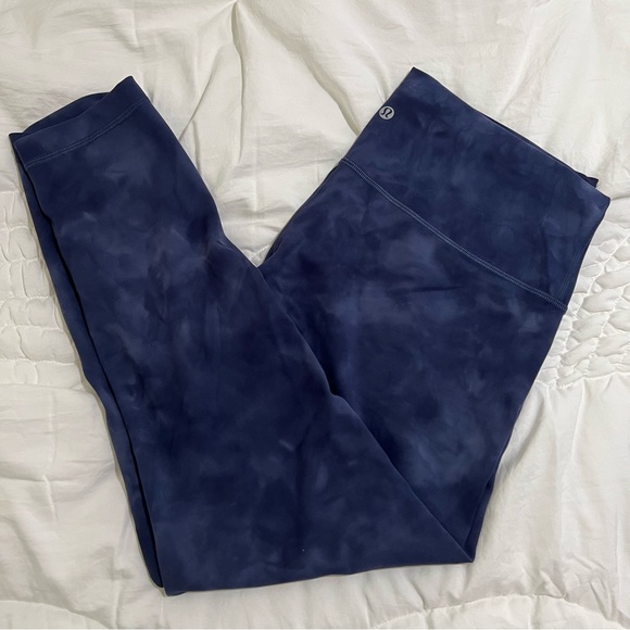 lululemon athletica Pants - Lululemon Wunder Train High-Rise Tight 25” Diamond Dye Naval Blue size 14